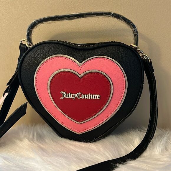 NWT Juicy Couture Love Never Dies Crossbody Heart Bag - Black 🖤🩷❤️ - Picture 2 of 10